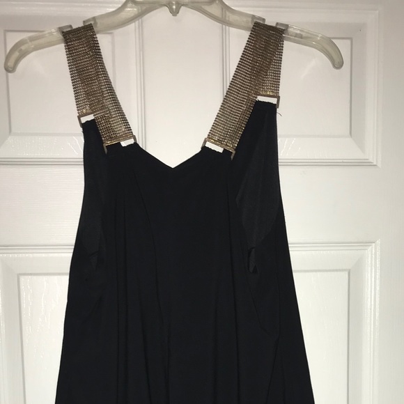 Black mini dress with gold metallic straps - Picture 5 of 8